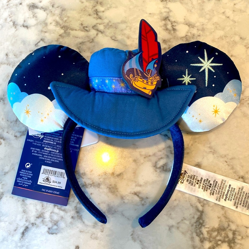 Disney World 50th Mickey Peter Pan's Flight Main Attraction Headband Ears NWT